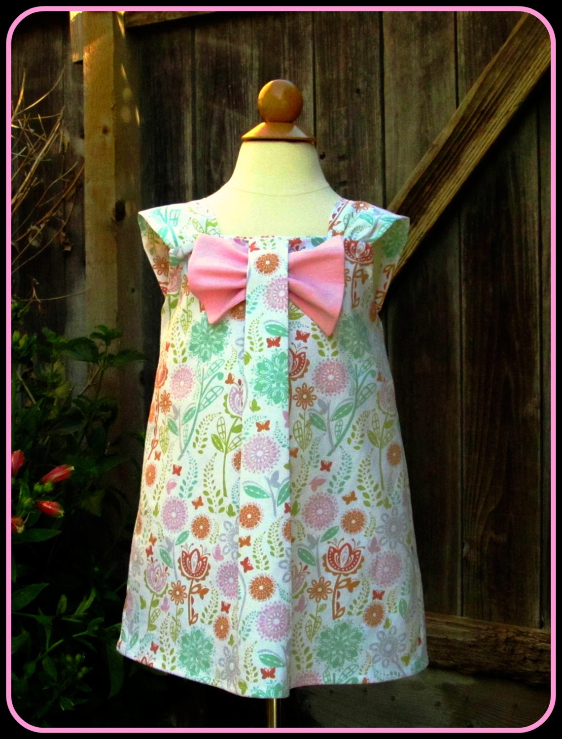 Girls Summer Dress-Custom Boutique Clothing- Pink Floral Sundress- Sizes 5, 6, 7, 8 Toddler Dress