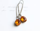 Yellow Topaz Earrings. Vintage Jewel Topaz Earrings. Petite Honey Drops