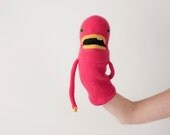 Jibbles the monster hand puppet handmade from upcycled wool sweaters OOAK