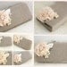Clutch Linen Bridal and Bridesmaids Clutch Shabby Chic Rustic Wedding in Ivory and Nude -Set of 7