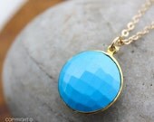 CLEARANCE SALE Gold Sleeping Beauty Turquoise Gemstone Necklace - 14K Gold Fill