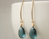 Memorial Day SALE London Blue Topaz Earrings - 14KT Gold Filled - Simple Hooks