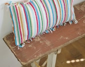 wood & wool harlequin stripe pillow
