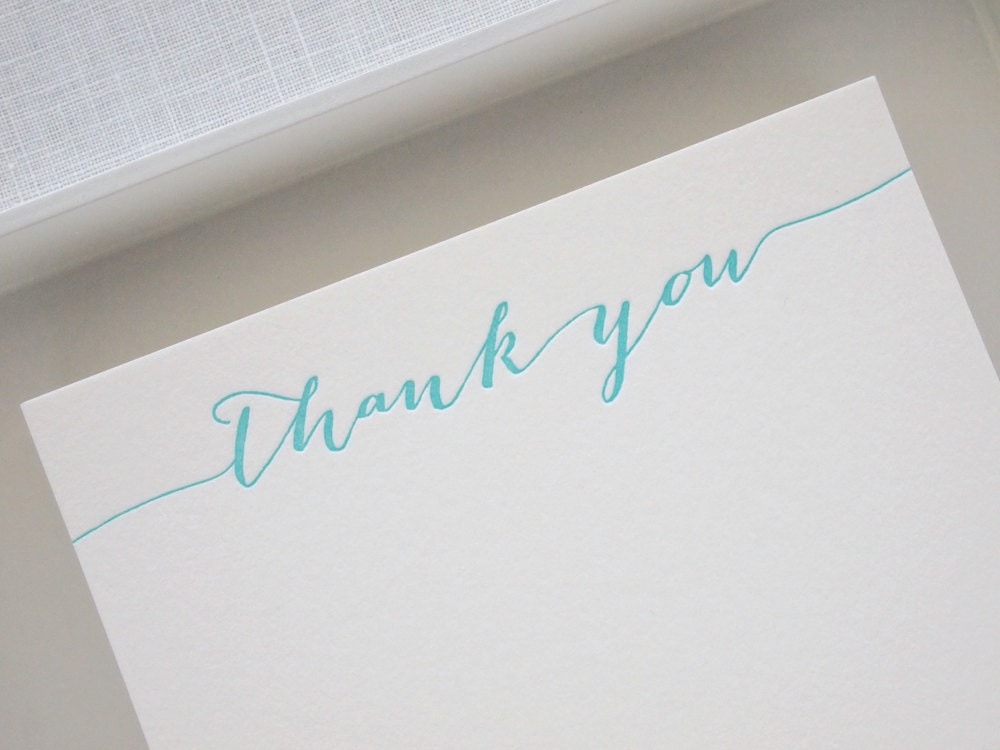 Swash Calligraphy Thank You Notes - Set of 6 Flat Stationery