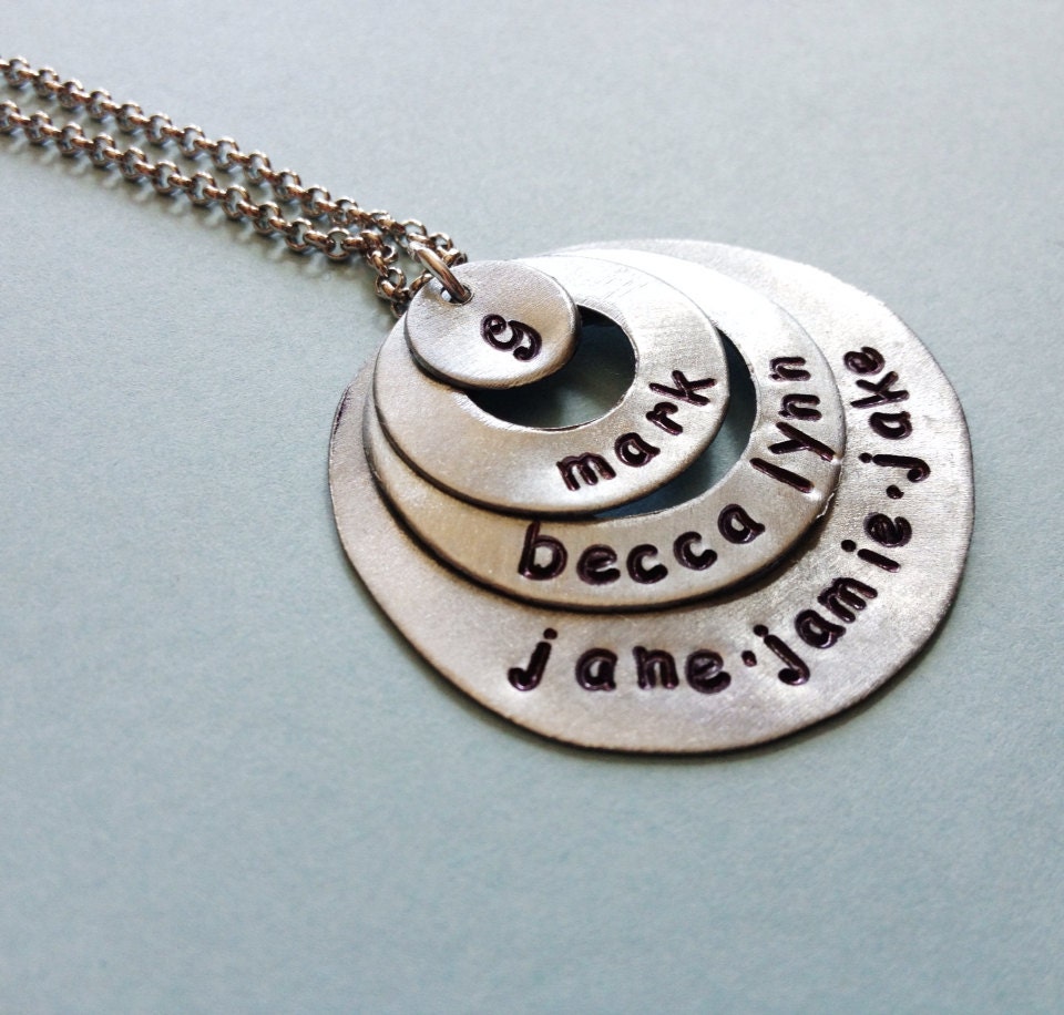 Personalize Necklace Custom - Personalize Custom Hand Stamping Names - Upcycled Metal Eco Friendly