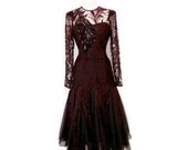 60's Prom Dress Miss Elliette Lace Sequin Dress Wedding Bridesmaid Ball Burgundy Black Size Medium