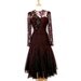 60's Prom Dress Miss Elliette Lace Sequin Dress Wedding Bridesmaid Ball Burgundy Black Size Medium