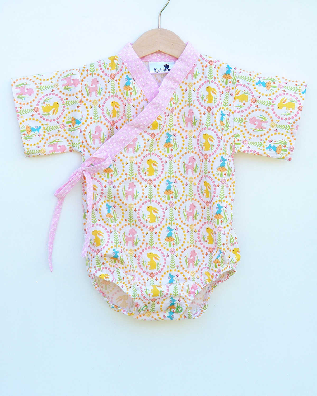 Baby Kimono One piece / SPRING BUNNY / sizes 0 through 24 months - baby girl outfit girl easter clothes