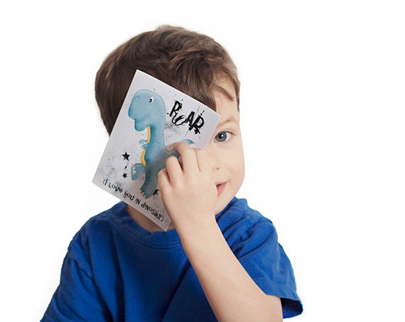 I Love You - 4x5.5 folded greeting card -Dinosaur Roar - Valentines Day, Mothers Day, Fathers Day