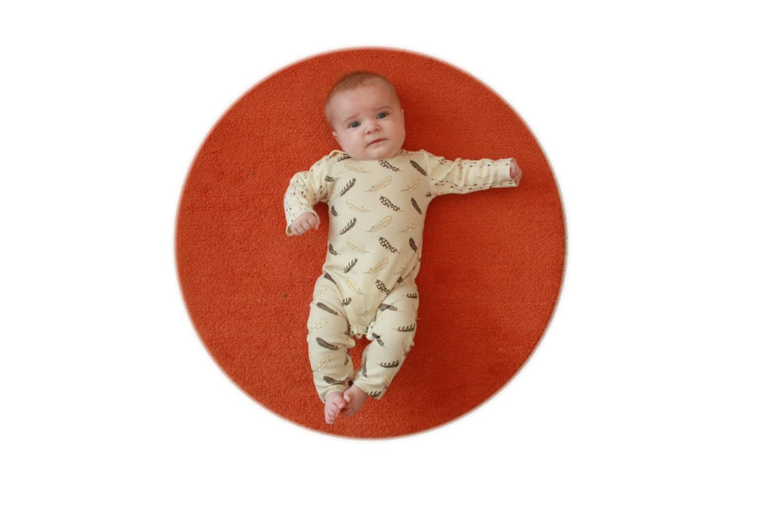 welcome home baby...one-piece baby outfit by pellerina.. feathers and arrows unisex organic cotton.. made to order