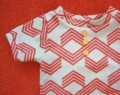 ooak pellerina summer outfit unisex chevron aqua and red.. organic cotton with cute buttons 3-6 months