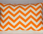 18x12 Orange and Cream Decorative Chevron Zig Zag Lumbar Pillow Cover