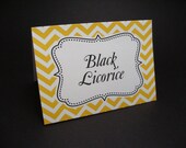 Yellow Chevron - food tent cards - Place cards -  Food sign