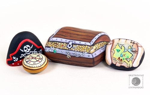 Pirates set, hand painted rocks