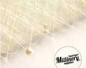 Ivory 12" wide English Merry Widow Hat Veiling with Pearls, 1 yard (92cm)