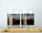 Vintage Whiskey Glasses Mod Stripes Black and White Mikasa Bob Van Allen Set of 4
