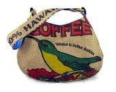 MTO. Boutique Burlap Hobo Handbag. Repurposed Kauai USA Coffee Bag. Handmade in Hawaii.