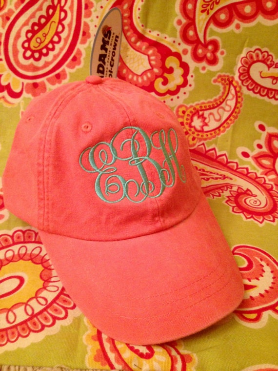 Ladies Monogrammed Baseball Cap. Personalized. Your choice of thread/hat color. Embroidered. For Mom, Bride Bridesmaid summer spring beach
