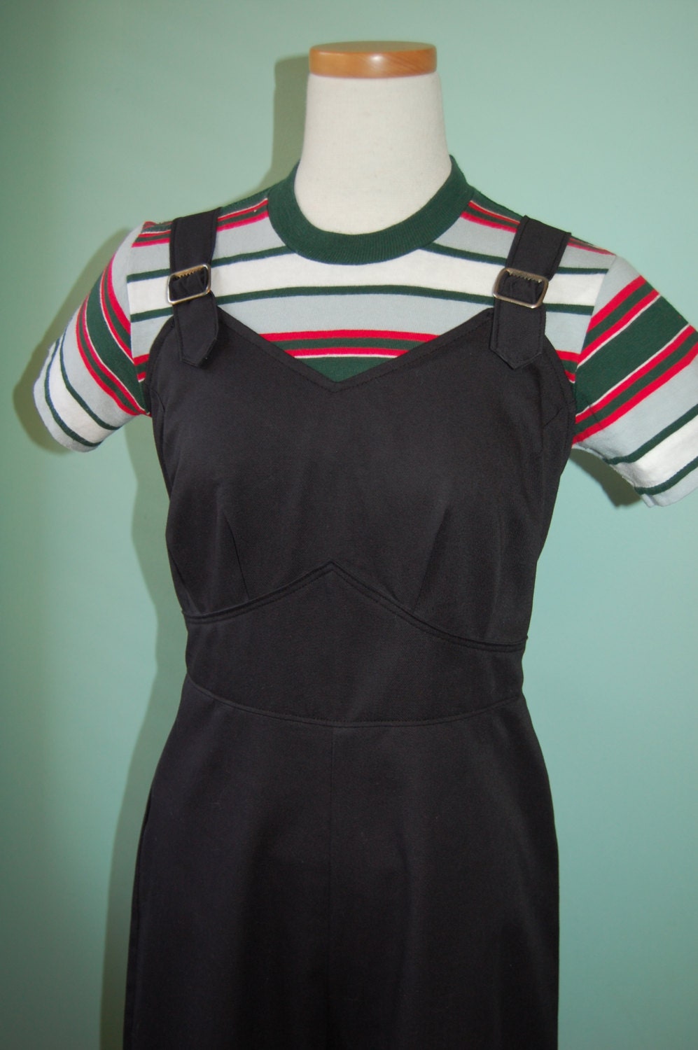 1940s 40s vintage style BLACK COTTON TWILL overalls     custom made