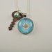 Map Pendant Necklace from Vintage Atlas COMPASS with vintage key