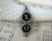 Typewriter Necklace - Antique Typewriter Jewelry -  X and O - Hugs and Kisses