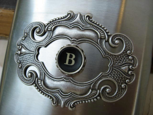 Antique Typewriter Key  Letter B - 6 oz  Flask