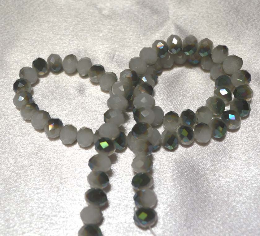 Opalite and Green Rondelles, Faceted, half strand, 8 mm, Jewelry Supplies