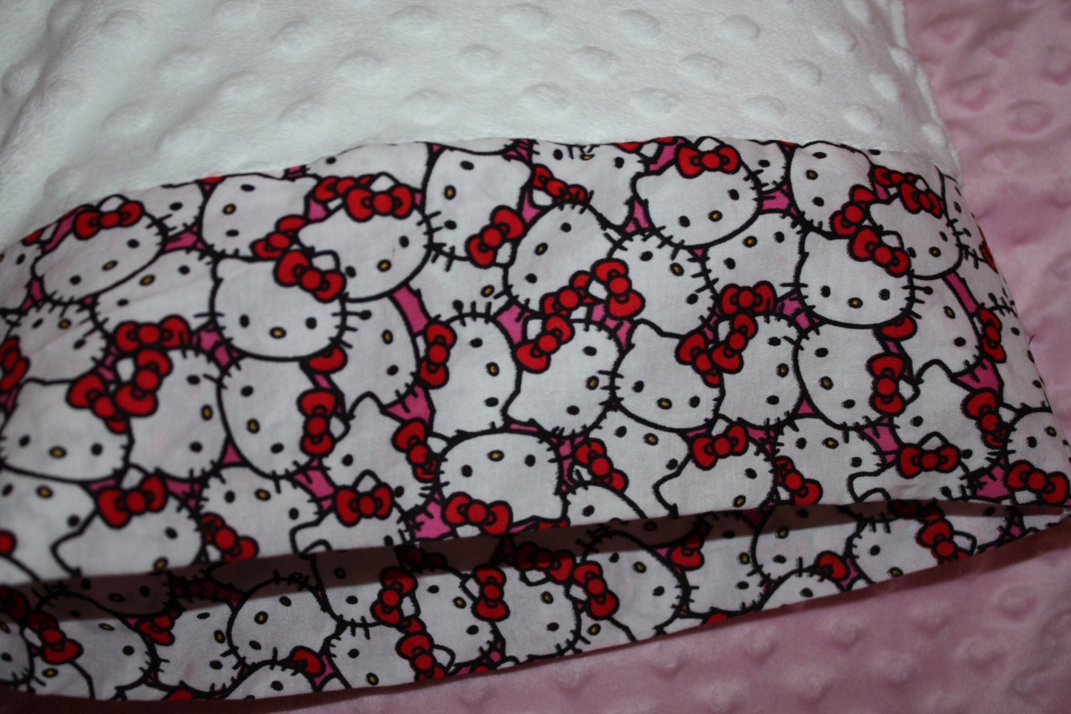 Hello Kitty Pillowcase for 12x16 Pillow- Hello Kitty and White Minky Dot- Small Pillowcase- Toddler Minky Pillowcase