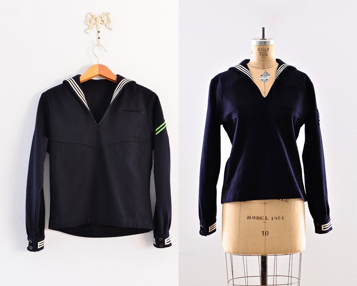vintage jacket - navy blue sailor jacket / vintage sailor jacket