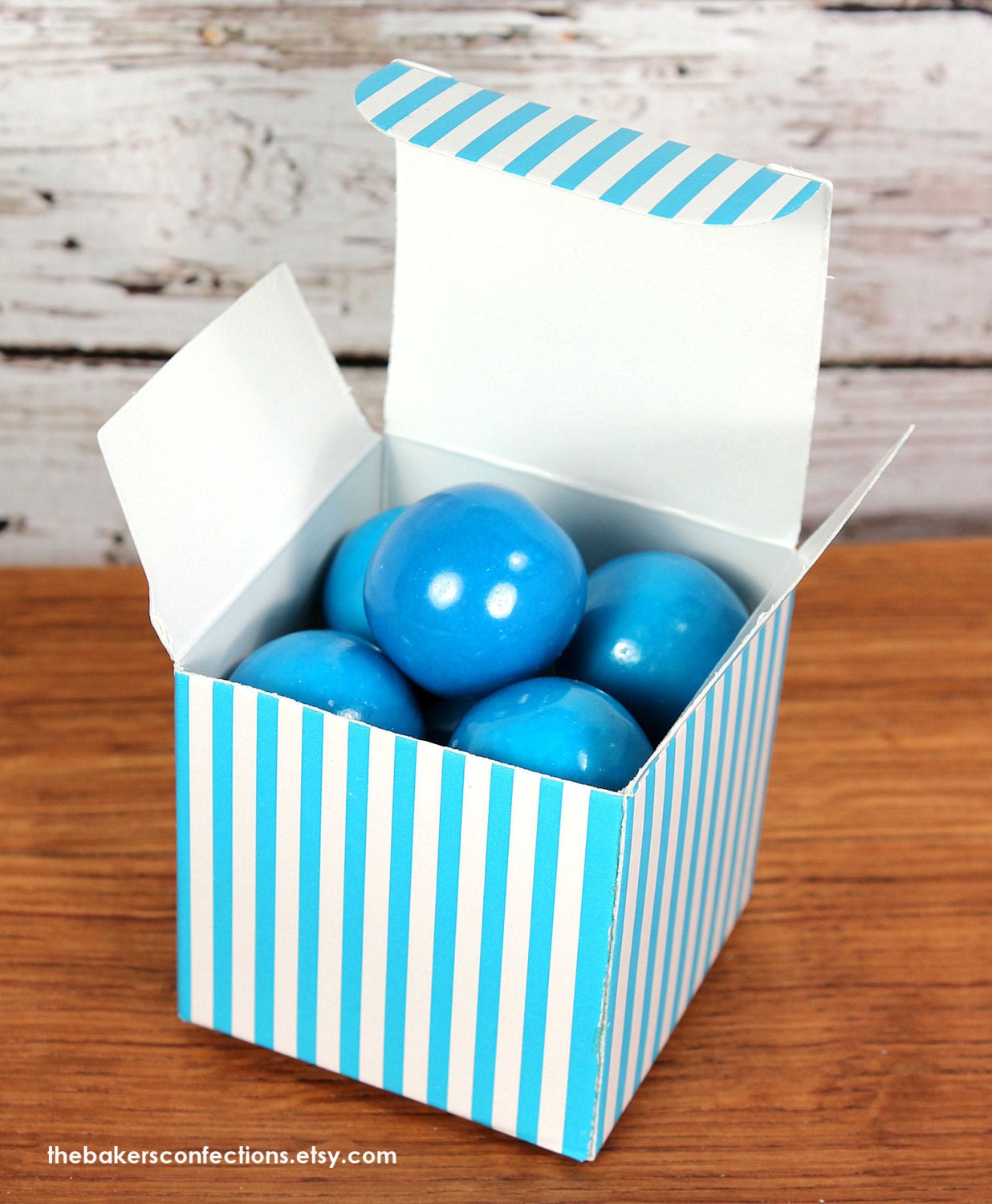 Blue Stripe Small Favor Boxes for Candy, Party Favors and Treats (set of 12 - 2x2x2 boxes)