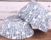 Slate Gray Damask Cupcake Liners Baking Cups (50 count)