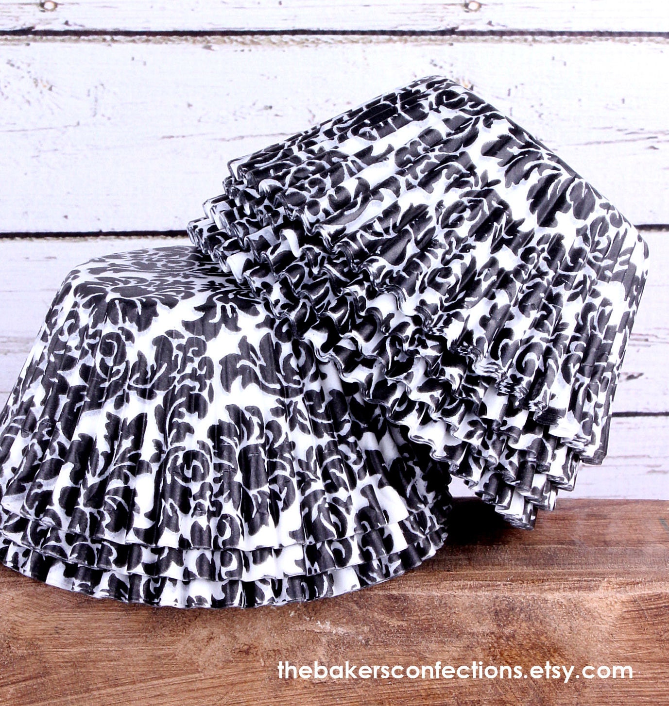 JUMBO Black Damask Cupcake Liners Texas by thebakersconfections