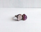 Gemstone Ring Cocktail Ring Beryl Ring Tourmaline Ring Morganite Ring Copper Gem Ring Blush Peach Mineral Stone Ring Artisan Raw Organic