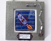 Tiny Robot Buckley. 3.5"X3.5" Original Signed Drawing. Ink on Watercolor Paper with Custom Frame.