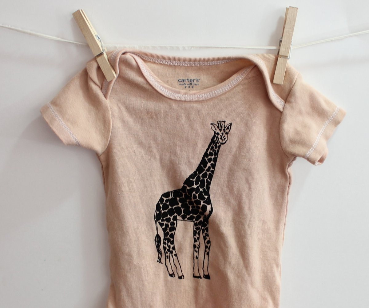 Girraffe  Onesie, Cotton Baby,Baby Bodysuit,dyed peachy tan, zoo animal, circus, great baby shower gift