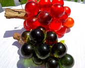 Vintage 60s Set of Two Lucite Grapes Orange and Green