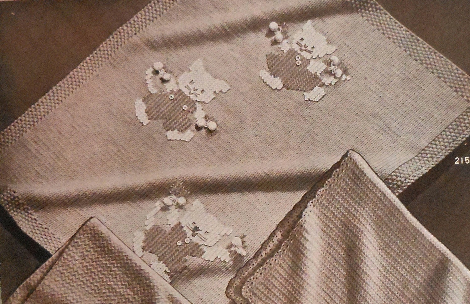 Items similar to Vintage Three Little Kittens Baby Blanket Knitting