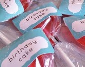 6 hot pink Birthday Cake flavored lollipops, limited edition