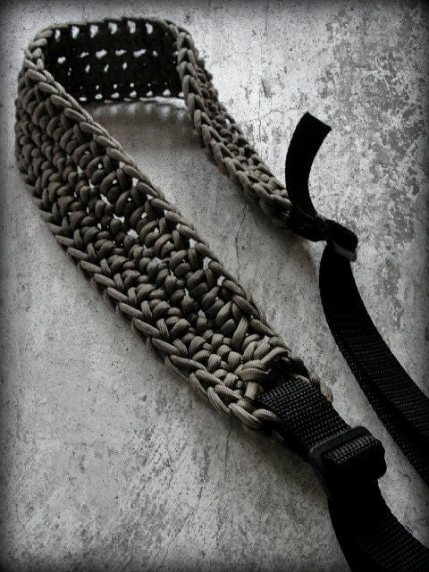 550 Paracord  Rifle Sling or Camera Strap..from strap to rope in seconds
