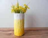 Yellow ombre Vase / lemon Yellow home decor / handcrafted vase / yellow flower vase / cylinder vase