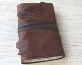 Fat Rustic Leather Journal with Distressed Brown Leather - Mix of Watercolor Paper and Handmade Paper