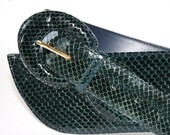 ON SALE Vintage Snakeskin Belt/ 80s Cinch Belt/ Size Medium
