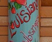 Strawberries painted Roof Ridge Tile Sign - Salvaged from New Orleans- Recycled art
