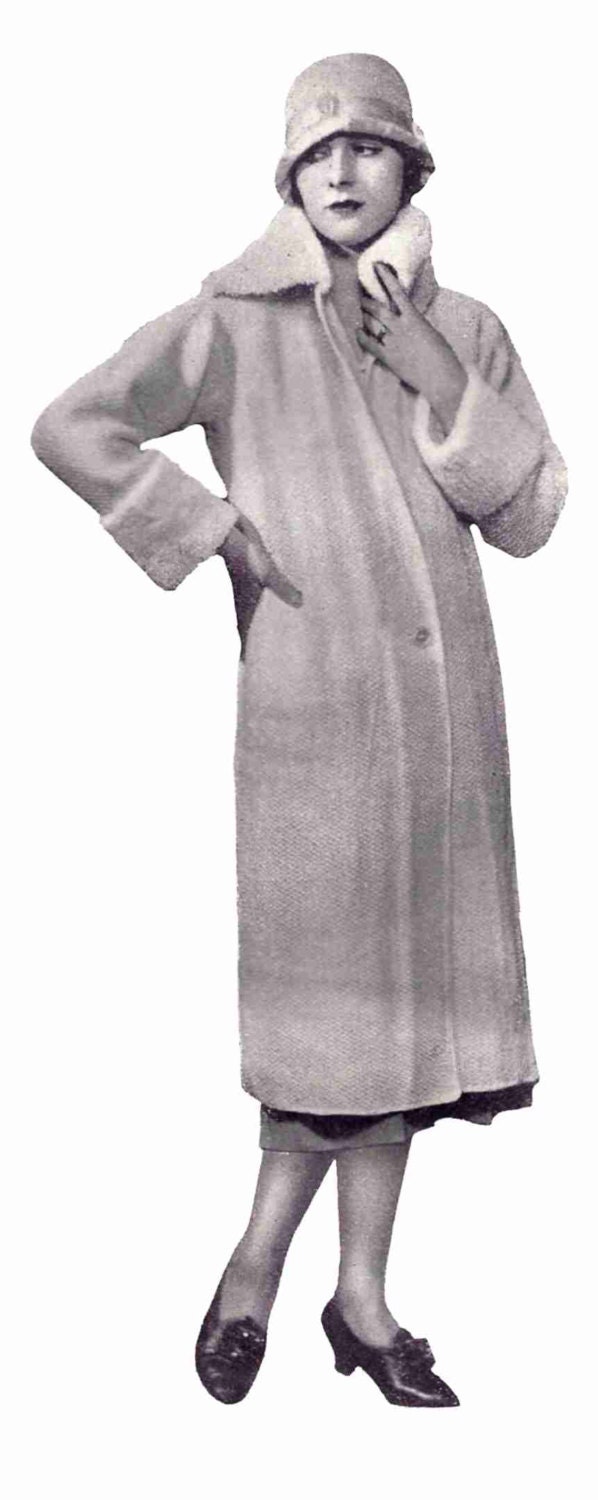 1920s Vintage Knit Coat Pattern Download PDF File Roaring Twenting Downton Abbey Fashion