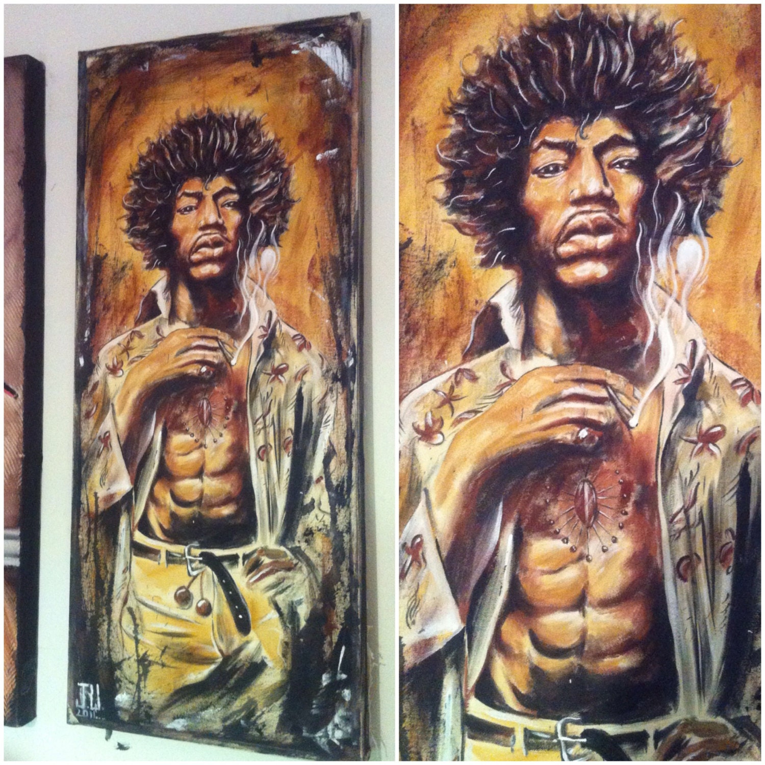 JEREMY WORST Jimi Hendrix 2011 Original Acrylic Painting