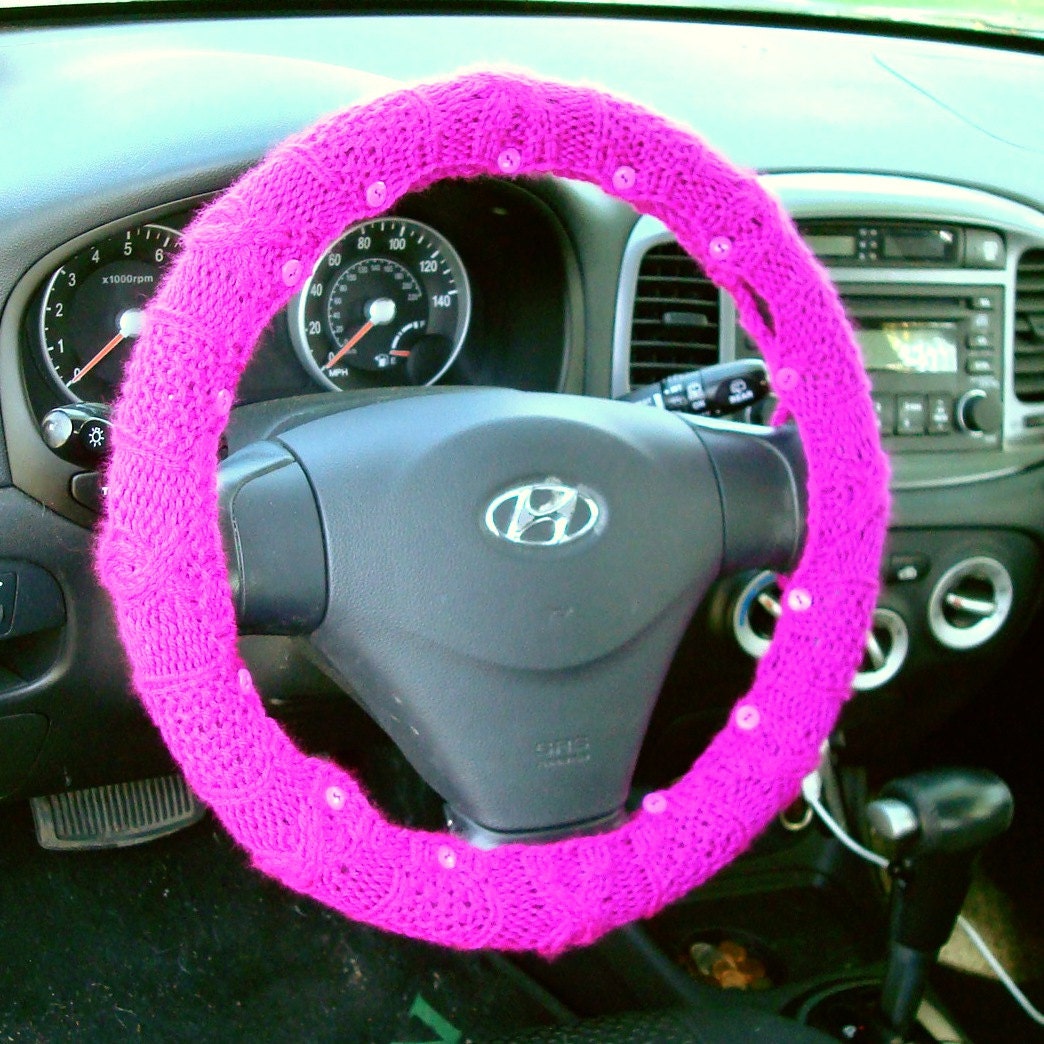 NEON Easy Care Steering Wheel Cover (Purple) with safety rubber backing, machine washable