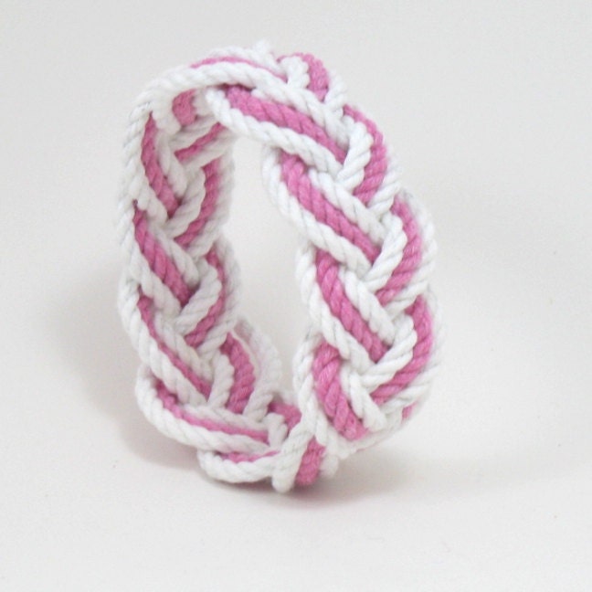 White and Pink Sailor Knot Cotton Bangle Bracelet