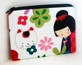 Small Zipper Pouch Japanese KOKESHI DOLLS