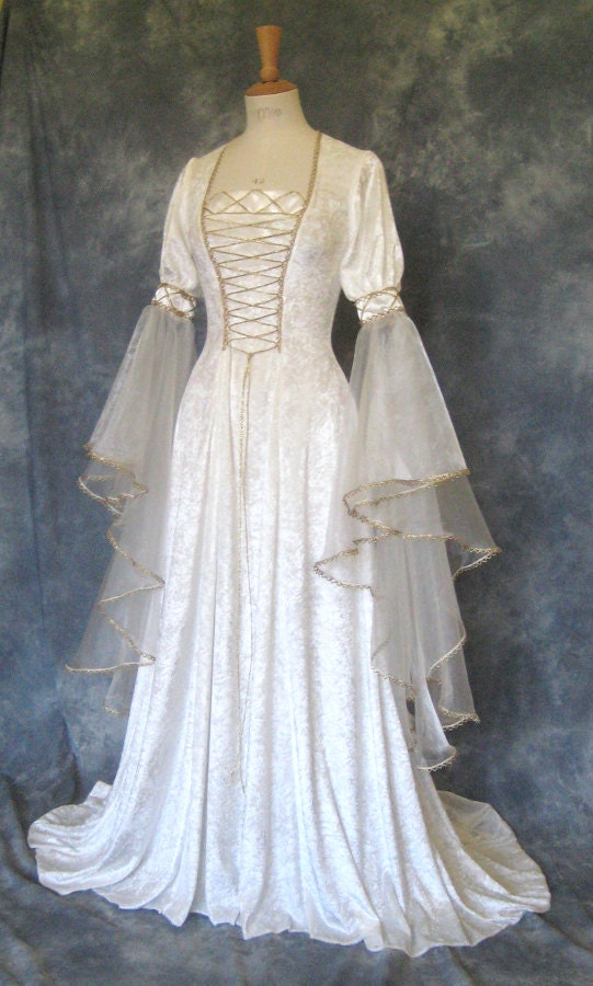 Amelia, a Fantasy, Renaissance,Elven  Wedding or Hand Fasting Dress in Ivory.