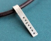 Namaste Silver Bar Necklace Leather Cord Yoga Jewelry